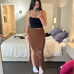 Free People Brown Knit Midi Skirt